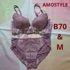 【AMOSTYLE】ブラ　ショーツ　ピンク　B70 M　フェアリークチュール