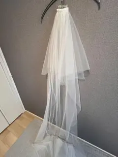 ホワイト チュール 二段ウェディングベール　ロング　3m×150cm