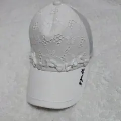pom ponette ジュニア　メッシュキャップ ホワイト レース リボンのサムネイル