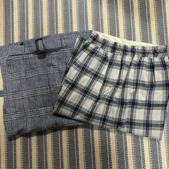 グレーチェック（M）　ベージュチェック（L）2枚セット