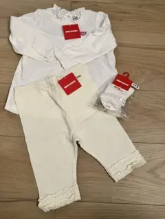 miki house ホワイトTシャツ＆レギンス&靴下セット 90cm