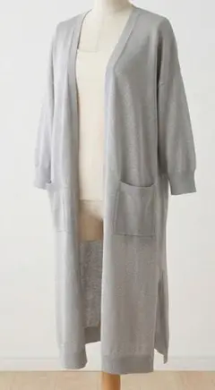 大きいサイズ DAMAcollection ラメ糸 ロングカーディガン シルバーのサムネイル