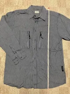 ストライプ ポケット付き 長袖シャツ 古着 Lsize
