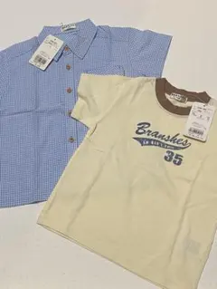 新品未使用 BRANSHES チェック柄シャツとTシャツセット 100cm