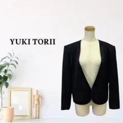 zk371【S】YUKI TORII ノーカラージャケット サテン襟 フォーマルのサムネイル
