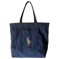 ポロラルフローレン トートバッグ ネイビー ビッグポニー