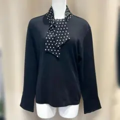 Christian Dior　カットソー　長袖　ドット　水玉　L　ブラック　黒