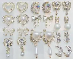 ネイルパーツ22点セット　まとめ売り　ハート　 お星様　パール　うさぎ　お月様