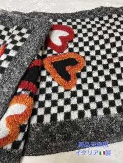 新品未使用　 暖かいハート柄マフラー 38x190cm　MADE IN ITAL