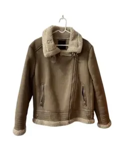 ザラZARA/フェイク ムートン風 ボア/ジャケット ライダース コート