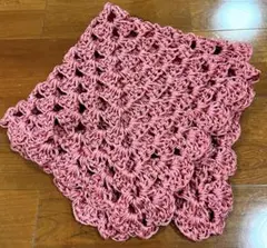 くすみピンク　ブランケット　手編み　ハンドメイド　約60センチ