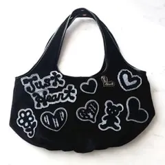 Think Bee Just Heart コラボ 刺繍 トートバッグ ハート 黒のサムネイル