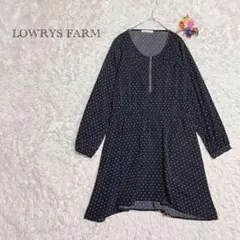 ローリーズファーム　ワンピース　ブラック　Lサイズ　長袖　ドット柄風　裏地付き
