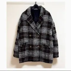 チェック　ボタン　コート