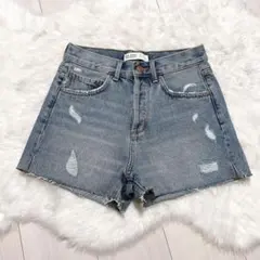 【ZARA】ダメージデニムショートパンツ　34 美品
