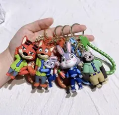 さ*と様 【ズートピア キーホルダー 4点セット】ニック ジュディ フラッシュ