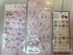 シール３点セット　サンリオキャラクター　ぷくぷく　タイル　マイメロ　日焼けキティ