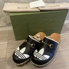 【新品未使用】GUCCI adidasコラボ/ウッドソール厚底サンダル 新品未使用】GUCCI adidasコラボ/ウッドソール厚底サンダル
