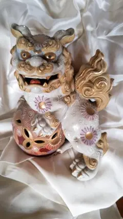 九谷 狛犬  焼き物 九谷焼 狛犬 赤金（小）多田窯 九谷焼マルヨネ 陶芸窯和陶房