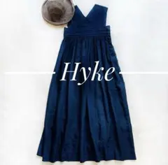美品✴︎Hyke LINEN MAXI DRESS サイズ1 ハイク ネイビー 麻のサムネイル