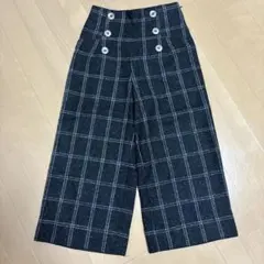 ブラック系チェック ガウチョパンツ