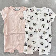 新品★ベビー 80cm Disney ミニー カバーオール 半袖 綿100%