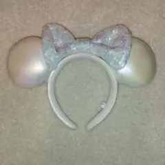ディズニー ミニー カチューシャ ラメ スパンコール 白