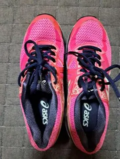 アシックス　スニーカー　24.5cm　asics ピンク/ネイビー