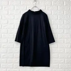 トゥモローランドコレクション【38】紺系 ワンピース 七分袖 毛混 ストレッチ