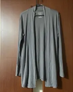 グレー 長袖 カーディガン サイドポケット付き　丈長め