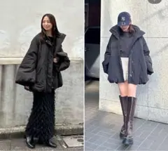 2024AW【cocodeal】中綿ボリュームコート　ダウンジャケット　黒　1のサムネイル