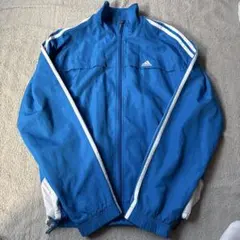 【美品】　adidas トラックジャケット 刺繍ロゴ　ブルー　M