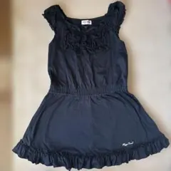 mezzo piano 黒 半袖ワンピース フリル