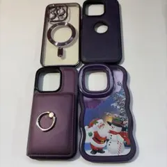 iPhone14 pro用ケースセット 紫色 4点