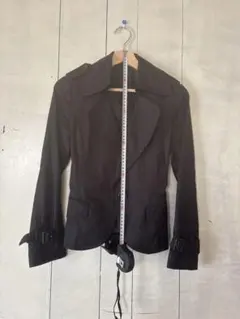 pinky&Dianne黒 ショート丈トレンチコート