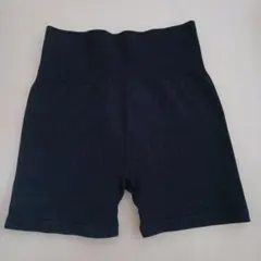 H&M MOVE ハイウエストリブ編みショートパンツ ブラック EUR XS