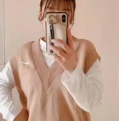 M 新品 ナイキ スウェット ベスト オーバーサイズ フリース ベージュ