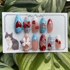 ハートとリボンのネイルチップセット | バレンタインデー