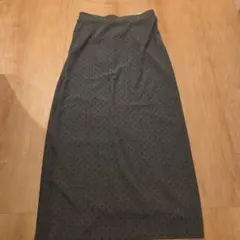 ドット柄 ロングスカート スリット入り
