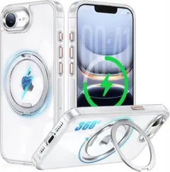 iPhone 17e 16e ケース MagSafe対応 360度回転スタンド