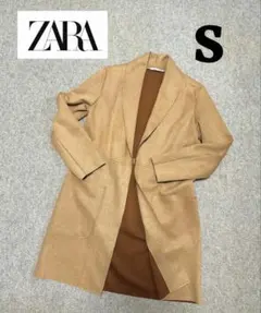 ZARA 스웨이드 톤 롱 코트 체스터 코트 베이지 S