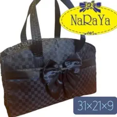 NaRaYa リボン付きチェック柄 ハンドバッグ
