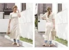 バックオープン　ロングワンピース　ハーフスリーブ　ZARA