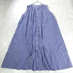 グローバルワーク　シャツワンピース　ロング　Aライン　ストライプ　ノースリーブ