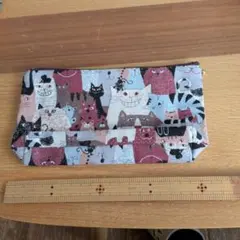 猫柄マルチケースハンドメイド裏布付き