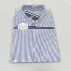 オシャレ❗️ビジネスシャツ ストライプ ブルー 39 半袖 新品未使用 仕事