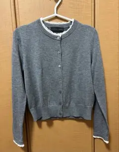 ZARA レーストリムニットカーディガン グレー