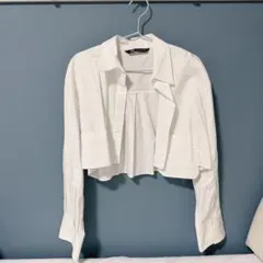 ZARA クロップド丈 長袖シャツ ホワイト S