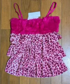 平成ギャル　y2k　ファー　ヒョウ柄　ピンクキャミ❤新品タグ付き・未使用