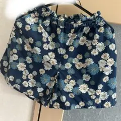 花柄　ショーパン　ネイビー　ブルー系